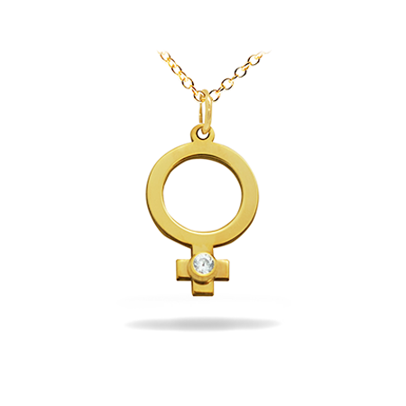 14K Solid Gold Symbol Diamond Necklace - Female