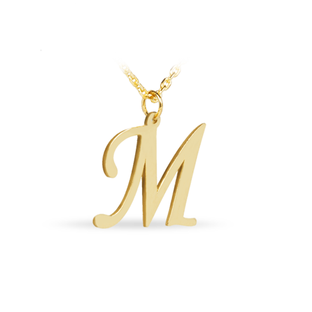 14K Solid Gold Necklace with Initial (Font 2) Small size