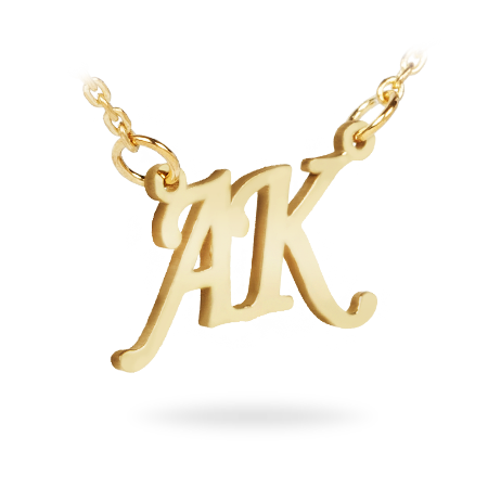 Gold 14ct Two Initial Necklace (Font 2)